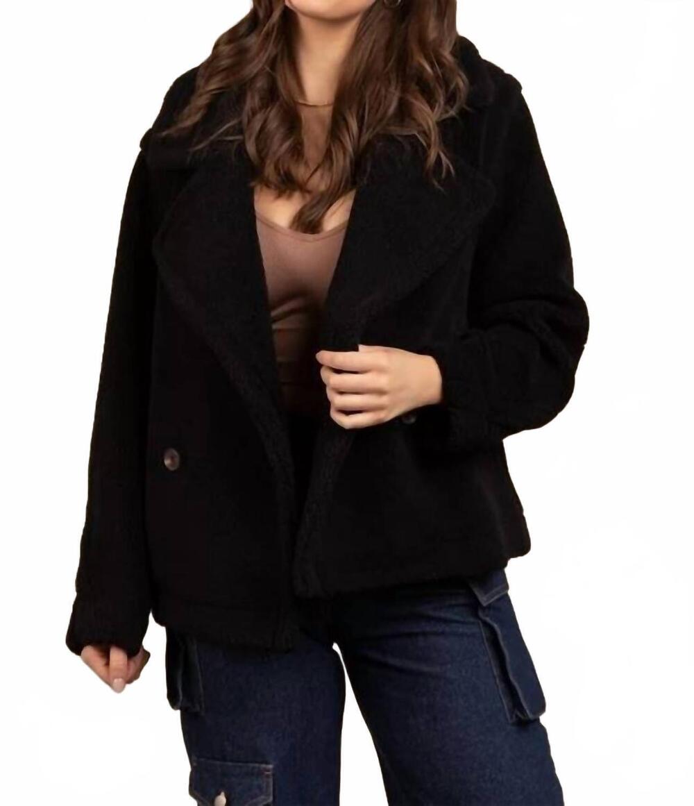NEW VERY J oversized teddy coat in black